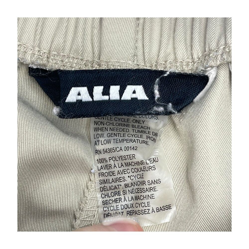 Alia Cropped Pants Women's 14 Beige Elastic Waist High-Rise Straight Leg Pull-On - Picture 2 of 7